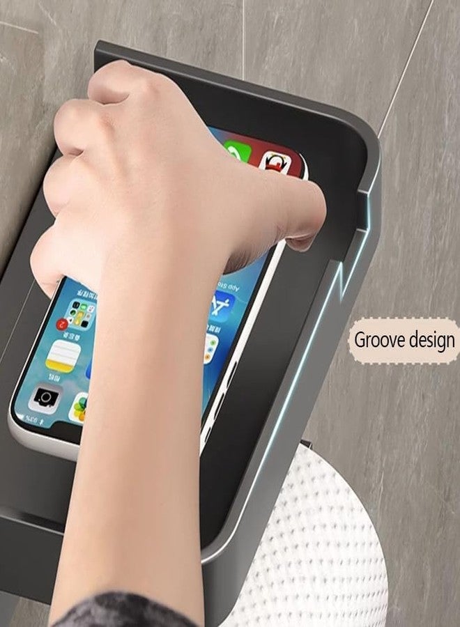 MVM Enterprise Toilet Paper Holder with Phone Shelf, Adhesive or Screw Wall Mounted Toilet Paper Roll Storage, Bathroom Tissue Holder, Toilet Paper Roll Dispenser - Image 3